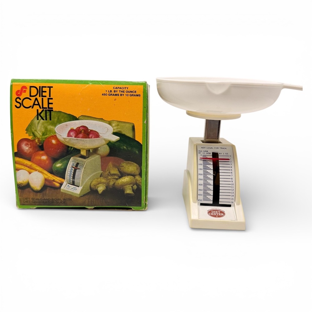 Vtg Diet Scale Kit Food Measuring Scale with Bowl  1 lb / 450g Capacity USA Made